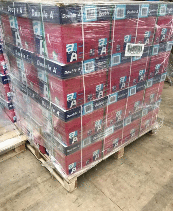 Mixed pallets with various paper types, including: - A4 printing paper for everyday printing needs - A3 paper for larger format printing